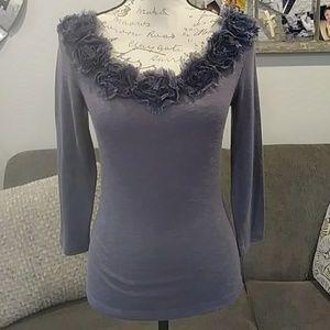 4for $15 top with frayed flower neckline